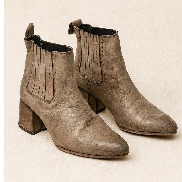 Freebird by Steven Dane Brown Leather Heeled Booties Boots - Picture 1 of 14